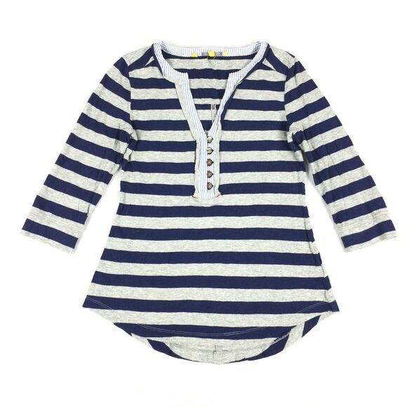 Anthropologie Little Yellow Button Top Size Extra Small Womens Blue Grey Stripef - Picture 1 of 10